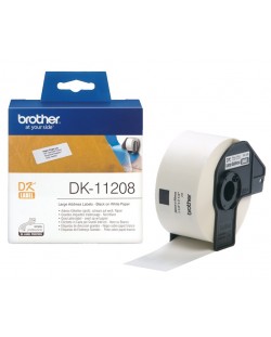 Хартиена лента Brother - DK-11208, за QL-500, 38 x 90mm, Black/White